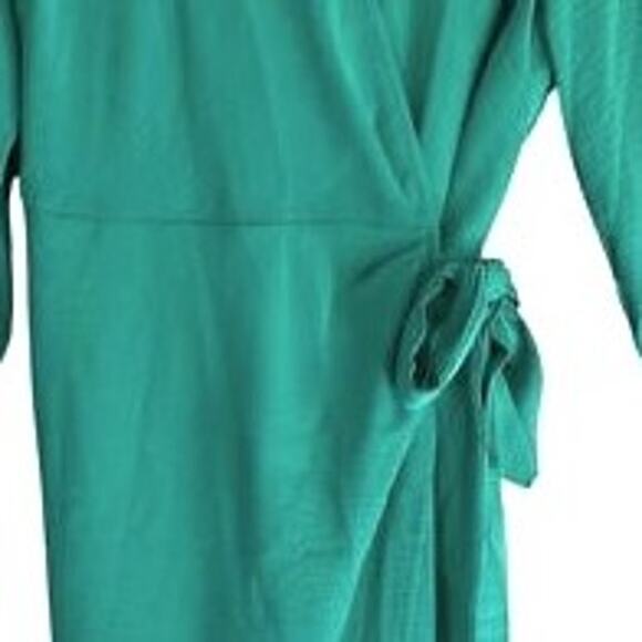 Fashion Brand Womens Green Dress Size XL Midi Long Sleeve Wrap Tie Side Zip NWT - Picture 4 of 9